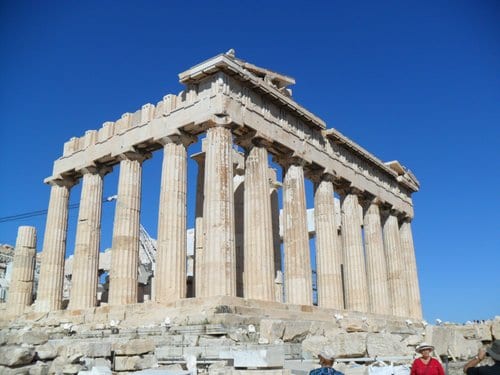 The parthenon on a sunny clear day