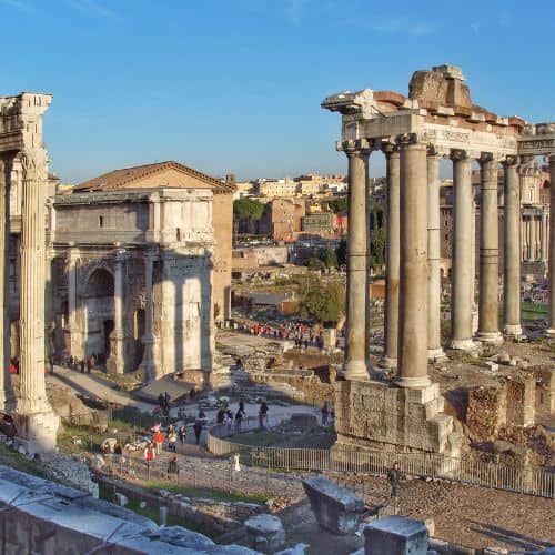 Roman Forum in Rome Italy is a popular to place during a wheelchair accessible cruise to Europe