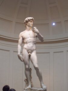 A statue located in the Academia museum in Florence is the famous sculpture named "David" by Michaelangelo.