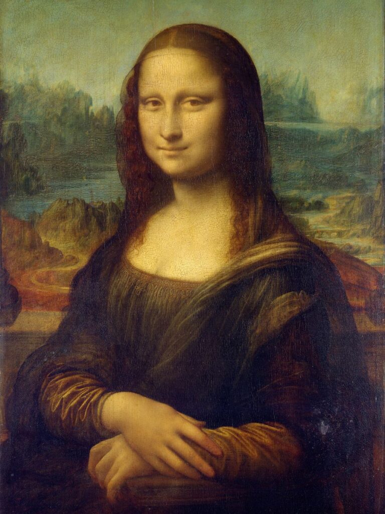 A picture of the painting Mona Lisa.  Traveling is important so you can see these works of art in person.