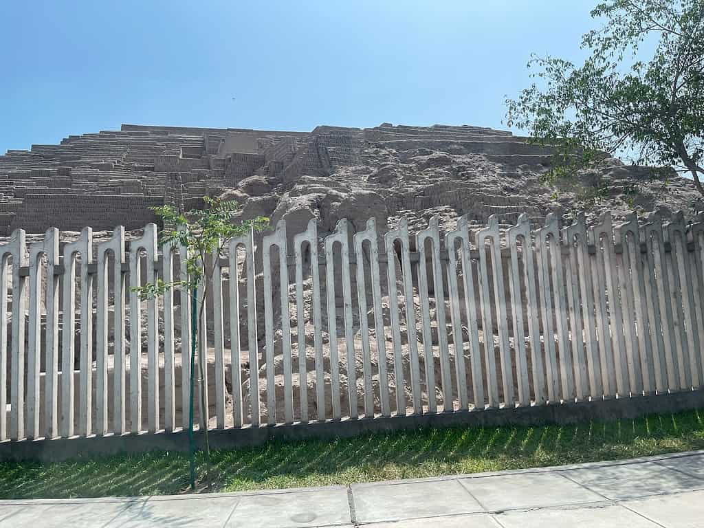 Stones are layered on top of each other to form what used to be a pyramid in Lima Peru.