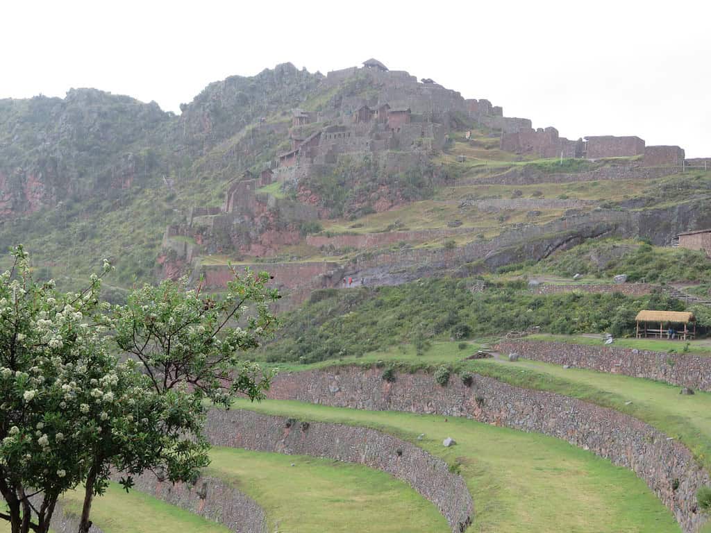 The ruins of Pisaq are another Incan site and build on the top of a mountain.  The terraced stone walls lead to the ancient city and are a recommended stop during your 8 day Peru itinerary.